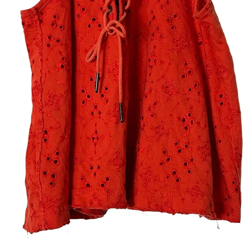 Free People | Dream Date orange cutaway eyelet lace back tank top size m…
